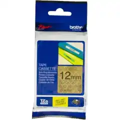 Brother P-Touch Label Tape Laminert Sort på Gull 12mm 4m