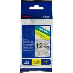 Brother P-Touch Label Tape Laminert Sort på Sølv 12mm 4m