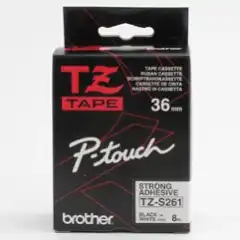 Brother P-Touch Tape Sort på Hvit 36mm Ekstra Klebende (8m)