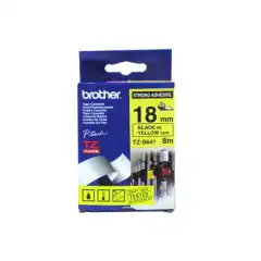 Brother P-Touch Tape Sort på Gul 18mm Ekstra Klebende (8m)
