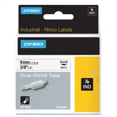 Dymo Heat Shrink Tubes S0718280 Sort på Hvit 9mm S0718280
