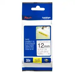 Brother P-Touch Tape Sort på Klar 12mm Ekstra Klebende (8m)