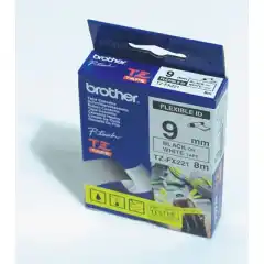 Brother P-Touch Tape Sort på Hvit 9mm Flexible ID (8m)