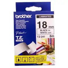 Brother P-Touch Tape Sort på Hvit 18mm Ulaminert (8m)