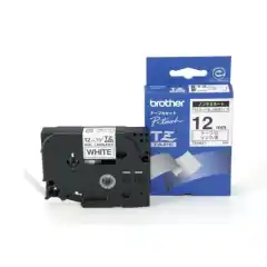 Brother P-Touch Tape Sort på Hvit 12mm Ulaminert (8m)