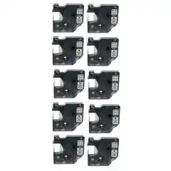 TB 45013 D1 Tape 10 stk Sort på Hvit 12mm (7m), erstatter Dymo S0720530