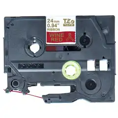Brother Tape TZERW54 gull/vinrødt 24mm