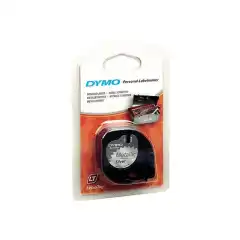 Dymo Tape LetraTag 12mm metal sort/sølv
