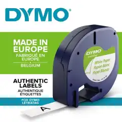 Dymo 91200 LT Tape Papir Sort på Hvit 12mm (4m) S0721510