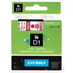 Dymo 45015 D1 Tape Rød på Hvit 12mm (7m) S0720550
