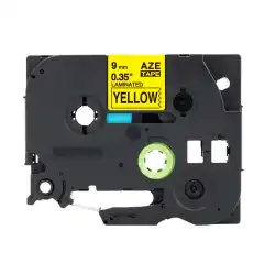 TB TZE-621 P-Touch Tape Sort på Gul 9mm (8m), erstatter Brother TZE-621