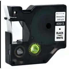 TB 40913 D1 Tape Sort på Hvit 9mm (7m), erstatter Dymo S0720680