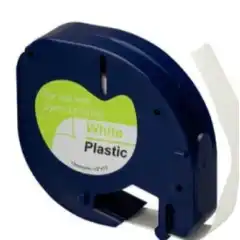 TB 91221 LT Tape Plast Sort på Hvit 12mm (4m), erstatter Dymo S0721660