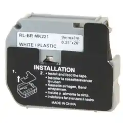 TB MK221 M-Tape Sort på Hvit 9mm (8m), erstatter Brother MK-221BZ