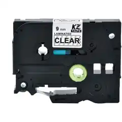 TB TZE-121 P-Touch Tape Sort på Klar 9mm (8m), erstatter Brother TZE-121