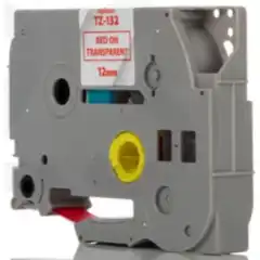 TB TZE-132 P-Touch Tape Rød på Klar 12mm (8m), erstatter Brother TZE-132