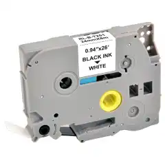 TB TZE-251 P-Touch Tape Sort på Hvit 24mm (8m), erstatter Brother TZE-251