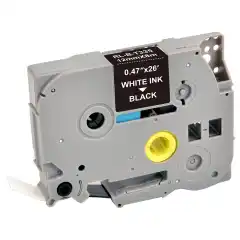 TB TZE-335 P-Touch Tape Hvit på Sort 12mm (8m), erstatter Brother TZE-335